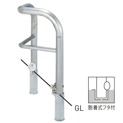 【帝金】【車止めポール】 横型スタンダード(ステンレスタイプ) SY83R-P3 φ76.3×t3.0 W(500×500)×H800mm [※代引不可][個人宅送り不可]