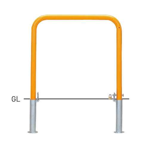 【帝金】【車止めポール】 80-PK【茶】 横型スタンダード (スチールタイプ) φ42.7×t2.3 W700×H650mm [※代引不可][個人宅送り不可]