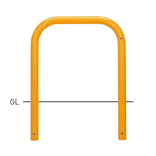 【帝金】【車止めポール】 82-A【黄】 横型スタンダード (スチールタイプ) φ60.5×t2.8 W700×H650mm [※代引不可][個人宅送り不可]