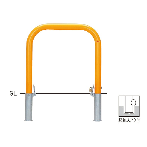 【帝金】【車止めポール】 82-P【赤白】 横型スタンダード (スチールタイプ) φ60.5×t2.8 W700×H650mm [※代引不可][個人宅送り不可]