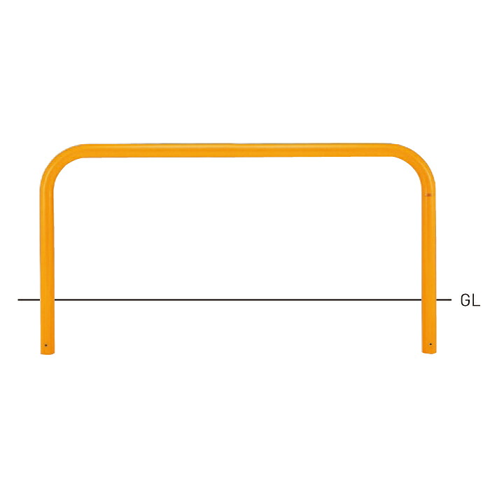 【帝金】【車止めポール】 Y83A-20【黄】 横型スタンダード (スチールタイプ) φ76.3×t3.2 W2000×H800mm [※代引不可][個人宅送り不可]