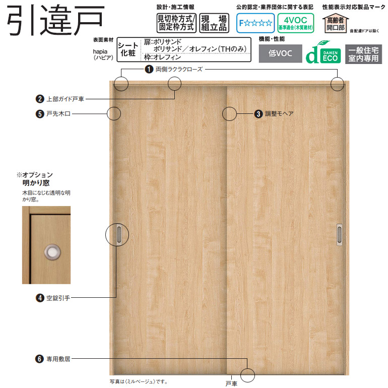 最終値下げ 大建工業 ハピア 引戸 引違カマ錠なし 扉セット 枠セット