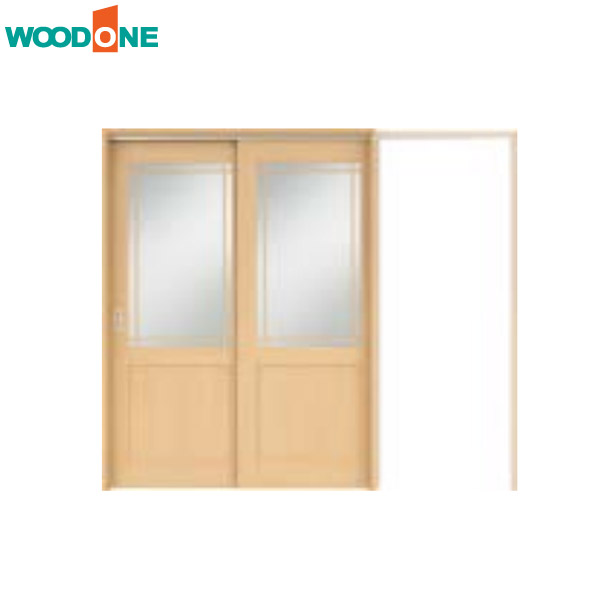 【法人様宛送料無料(※一部地域除く)】WOODONE(ウッドワン) ドレタス 2枚引き込み戸(上吊り連動タイプ)【デザインB-DJ】扉＋引手＋枠のセット｜お家王国
