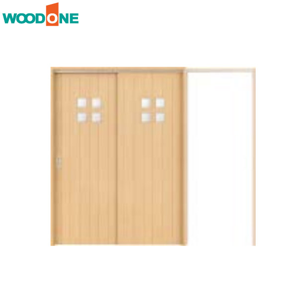 【法人様宛送料無料(※一部地域除く)】WOODONE(ウッドワン) ドレタス 2枚引き込み戸(上吊り連動タイプ)【デザインB-IF】 扉＋引手＋枠のセット