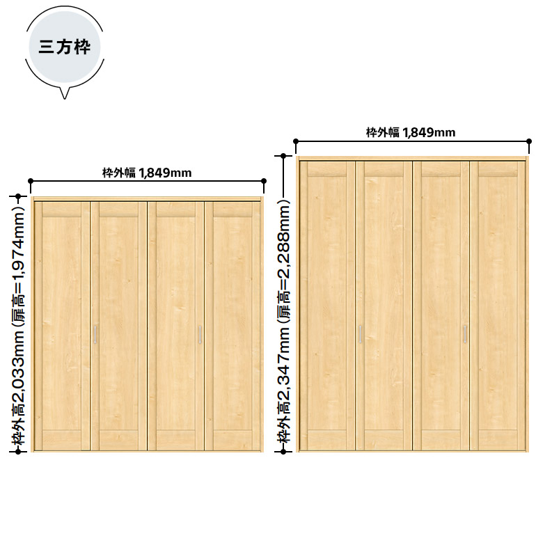 値段交渉可即購入不可 クローゼット扉 2枚セット 三方枠(下レール有