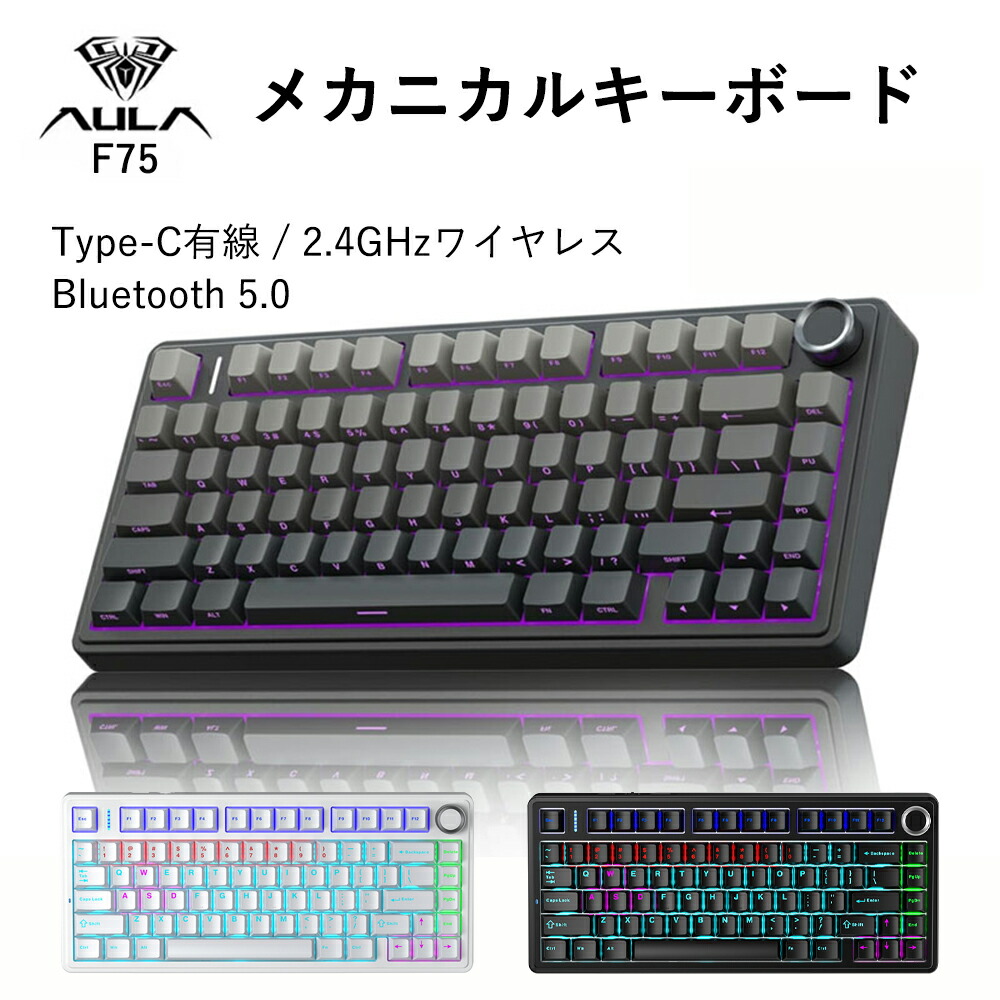 AULA F75 無線電話鍵盤 ゲーミングキーボード 80手当たり US申し合わせ 英語申し合わせ ラピッド銃の引き金 高速道路返事をする 低引き延ばす 静音心積もり ノッブ 熱っぽい取り換える相応う TFT映写幕 2.4GHz/Type-C/BT5.0 RGB書き込み うしろ側点火装置積み上げる パソコン/Mac/事務室/力くらべ用 今めかしい 御前上等感