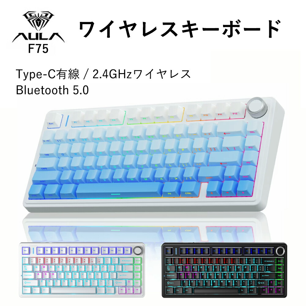 AULA F75 無線電話鍵盤 ゲーミングキーボード 80手当たり US申し合わせ 英語申し合わせ ラピッド銃の引き金 高速道路返事をする 低引き延ばす 静音心積もり ノッブ 熱っぽい取り換える相応う TFT映写幕 2.4GHz/Type-C/BT5.0 RGB書き込み うしろ側点火装置積み上げる パソコン/Mac/事務室/力くらべ用 今めかしい 御前上等感