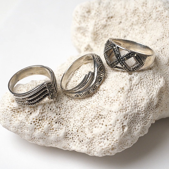 専用出品ヴィンテージブレスレット マーカサイト　天然石 マーカサイトinクォーツ 14mmブレスレット / Marcasite in Quartz