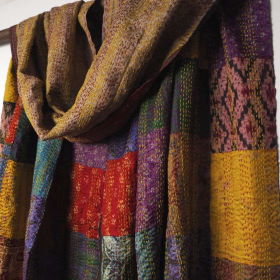 楽天市場】インド シルク リバーシブル 刺し子ストール(スカーフ