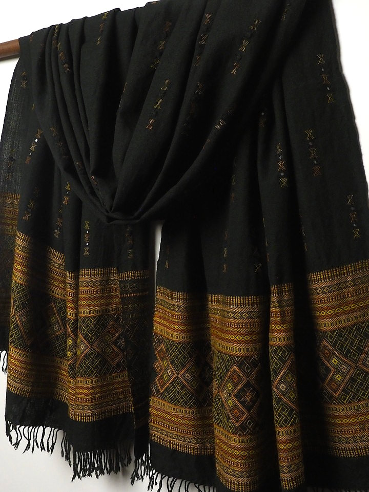 ウールミラー刺繍大判ストール ショール スカーフ マフラー レディース プレゼント アジアン 敬老の日 エスニック｜アジアの布 ウィージャ