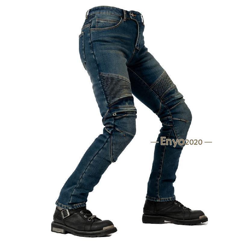 メンズ ライディングパンツ 冬服用 裏起毛 デニムシャツ 裏ボア バイク用 バイクパンツ ライダーパンツ ライディング 防風 防寒 プロテクター装備 秋服 冬服|OUKI