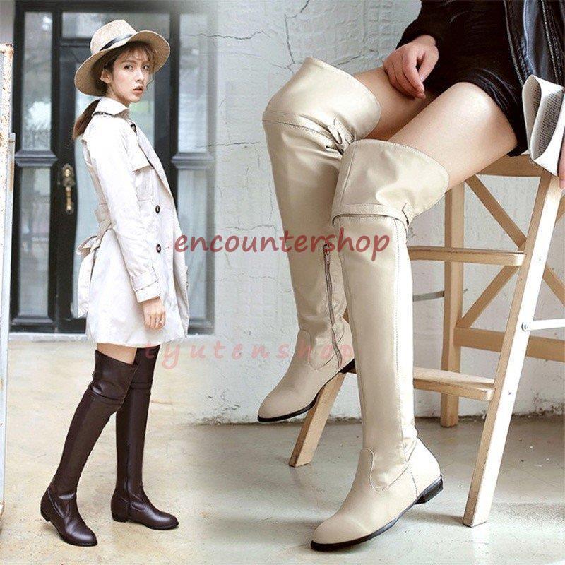ブーツロングブーツ 可愛いニーハイブーツレディース短靴ローヒールスリッポンシューズ ショートブーツ22cm?26.5cm/大きサイズパンプス冬靴 結婚式 二次会｜OUKI