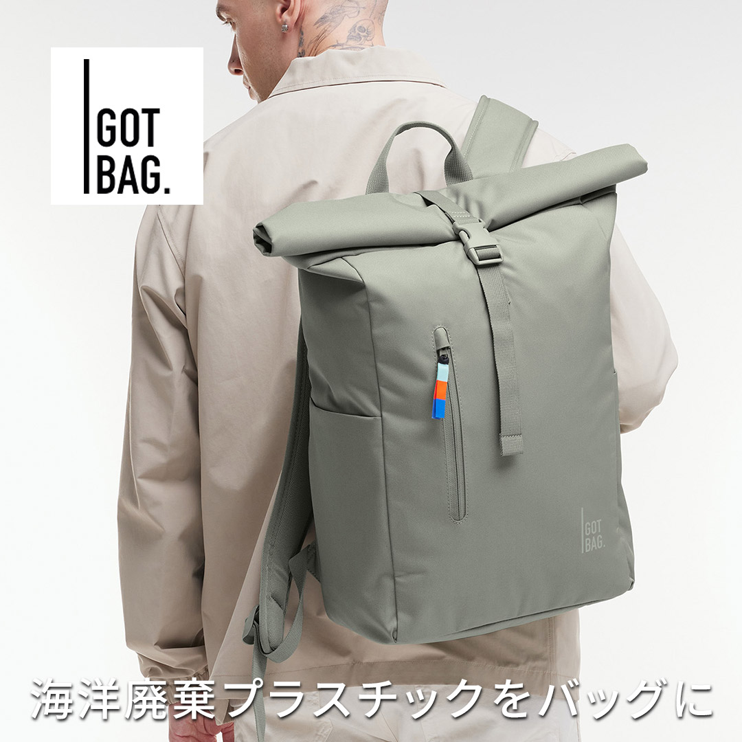 GOTBAG （ゴットバッグ） ROLLTOP EASY ロールトップ バックパック 耐水 リュック 大容量 おしゃれ 海洋廃棄プラスチック SDGS レディース メンズ 旅行 リサイクル素材 アウトドア｜Our EARTH Project　店