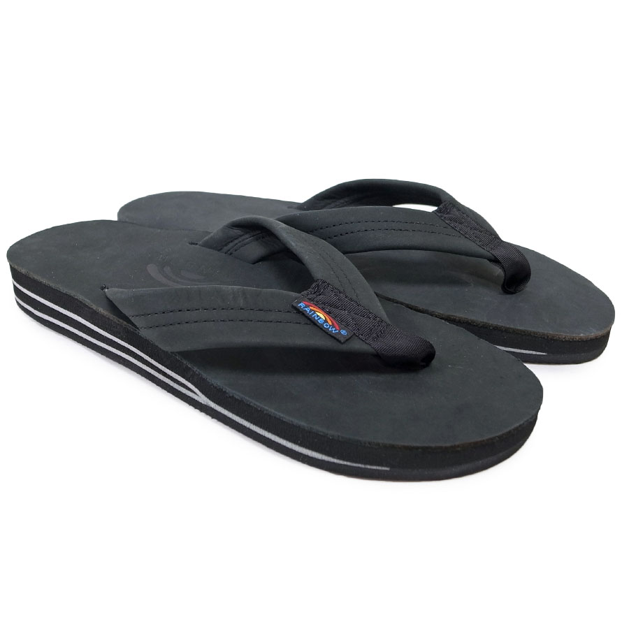 black leather rainbow sandals