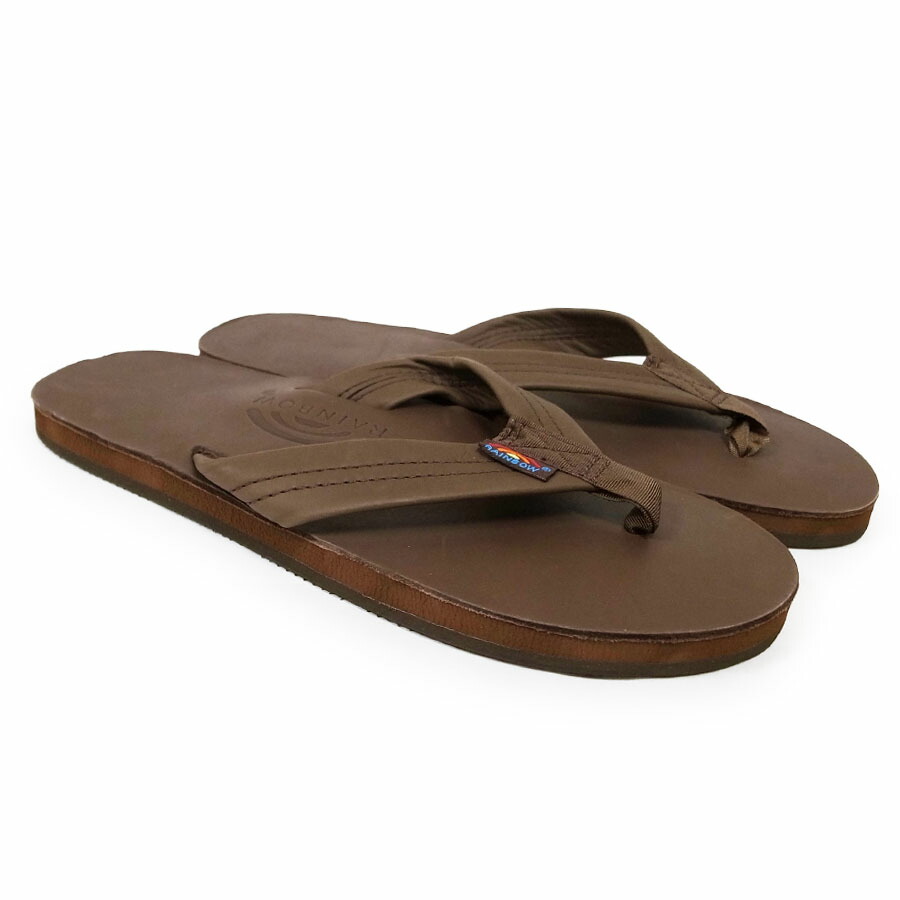 RAINBOW SANDALS 虹霓サンダル301ALTS MENS CLASSIC LEATHER SANDAL [MOCH](砂浜サンダル シングルアーチ形 割り増し金なめし革 古典派音楽なめし革 アーチ形受け支える メンズ 定番 箱付き添い人 まっ黒い赤銅色 モカ ) メンズ靴-ビーチサンダル-靴