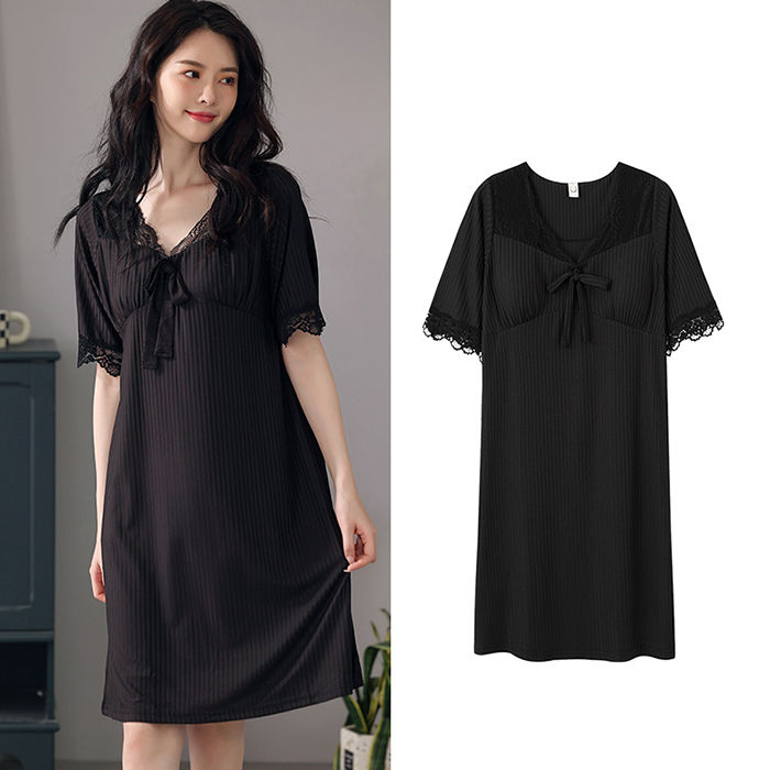 市場 ネグリジェ ルームワンピース パジャマ ルームウェア 半袖 ナイトウェア 無地 レディース レース ワンピース 夏 寝巻き