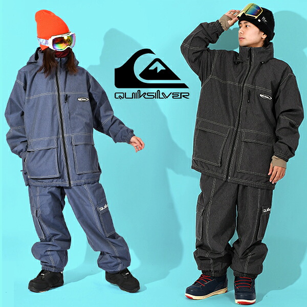 送料無料 スノーボードウェア 上下セット クイックシルバー メンズ QUIKSILVER ジャケット パンツ セット デニム カーゴ ボトムス スノボ スノーボード ウエア QJK253408 QPT253409 2025-2026冬新作 25-26 25/26 30%off