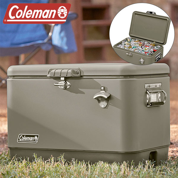 100 品質保証 送料無料 コールマン Coleman 54qt スチールベルト クーラー セージ 51l クーラーボックス 大容量 大型 保冷 アウトドア キャンプ ファミリーキャンプ 釣り q バーベキュー 海 海水浴 ビーチ あす楽配送