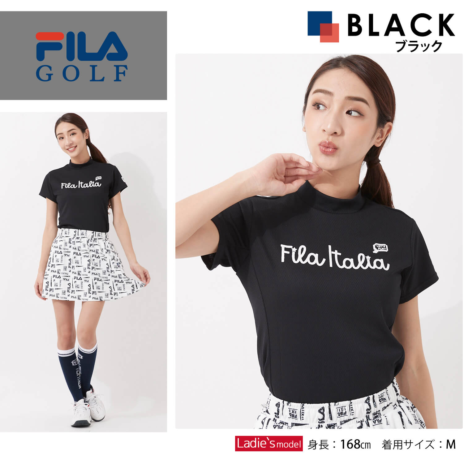 4周年記念イベントが Fila Golf フィラゴルフ ゴルフウェア 半袖 Tシャツ レディース モックネックシャツ 吸汗速乾 Uvカット 接触冷感 遮熱 ブランドロゴ 配色切替 トップス ブランド S M L Ll 大きいサイズ スポーツウェア トレーニングウェア カジュアル おしゃれ