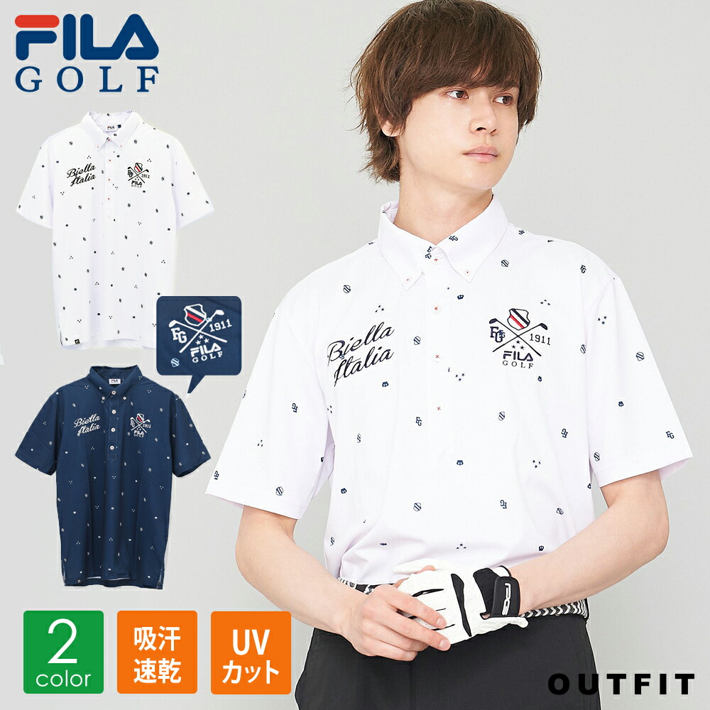 ゴルフお召しもの ポロtシャツ メンズ Fila Golf フィラゴルフ シャツ 半袖 飛び柄 吸汗速乾 Uv図 トップス 今めかしい ブランド名 春月 猛烈大いさ スポーツ 練成 クリエイターの平均太陽日 Outfit Root Edab Nu