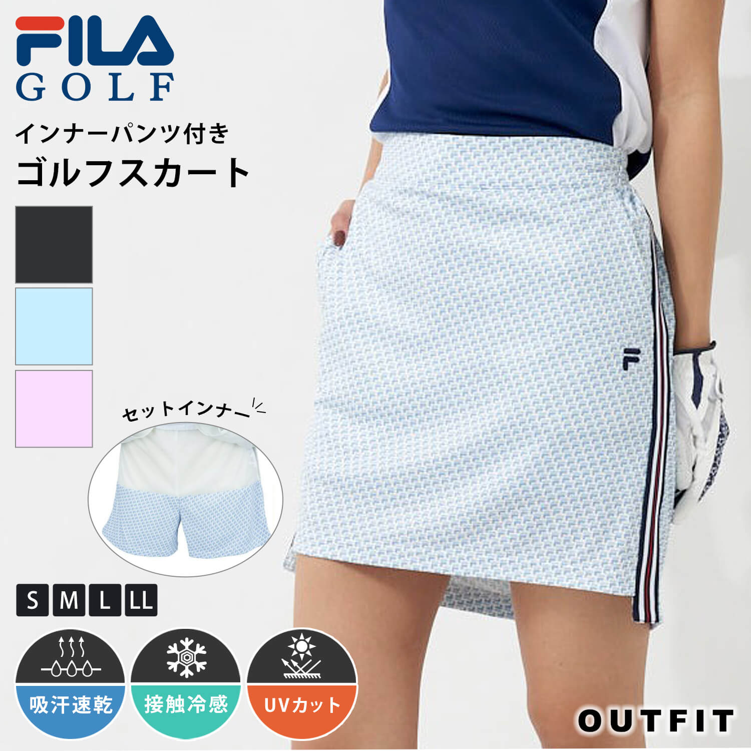 FILA GOLF レディース ゴルフウェア2点セット 半袖 Lサイズ 通販