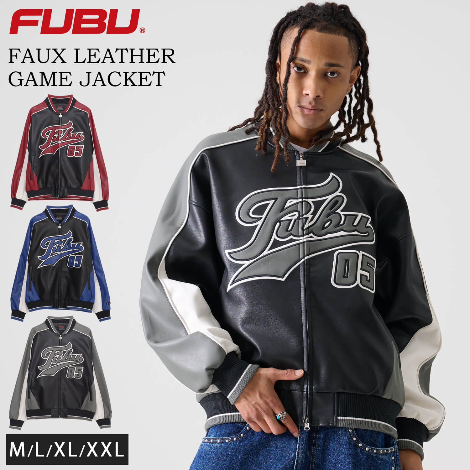 【クーポンで30%OFF】 FUBU フブ ジャケット メンズ 長袖 レザージャケット MA-1 フェイクレザー レーシングジャケット ゲームジャケット アウター ブルゾン ブランド ワッペン 刺繍 春 秋 冬 XL XXL オーバーサイズ アメカジ レディース ストリート系 2025fw karlas