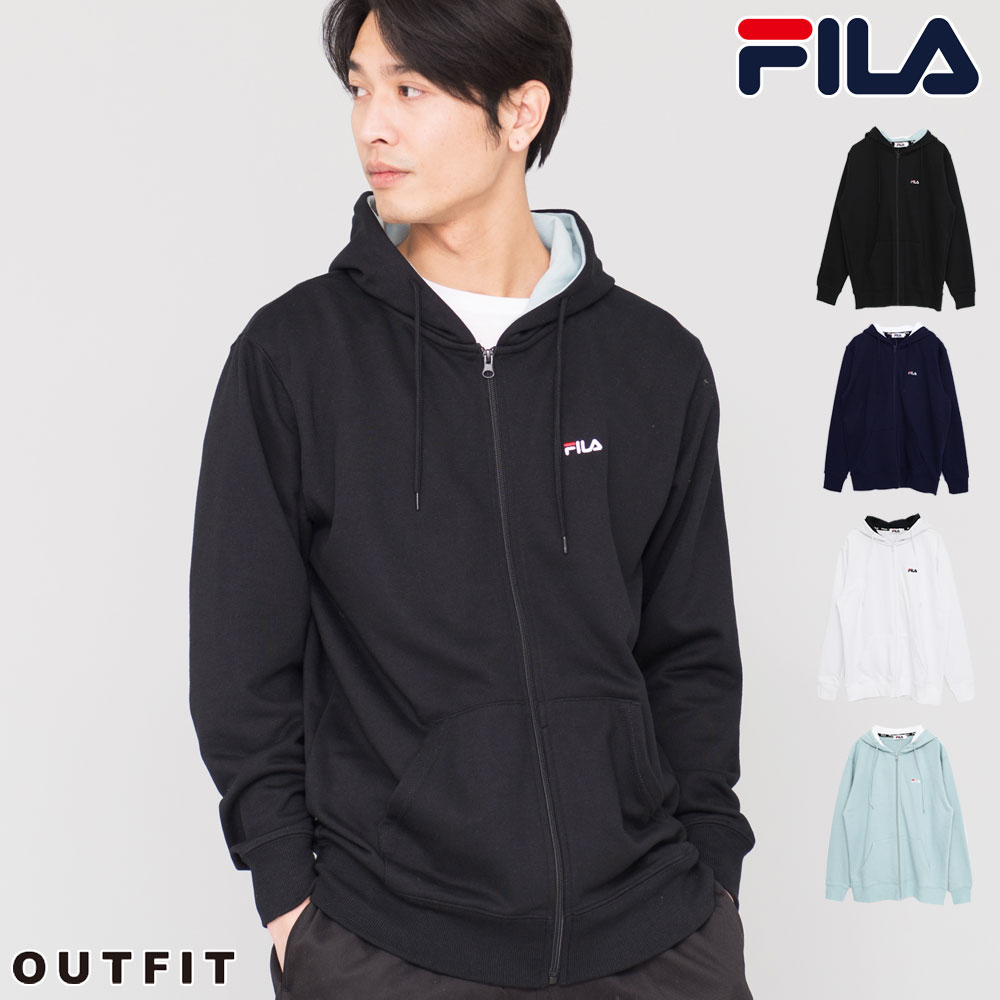 Fila フィラ パーカー メンズ ワンポイントロゴ ジップアップ プルパーカー ユニセックス ブランド おしゃれ 大きめ お揃い カップル 無地 春 秋 冬 白 黒 紺 ミント M L Xl Ll ギフト プレゼント 中学生 高校生 Outfit 最安値挑戦