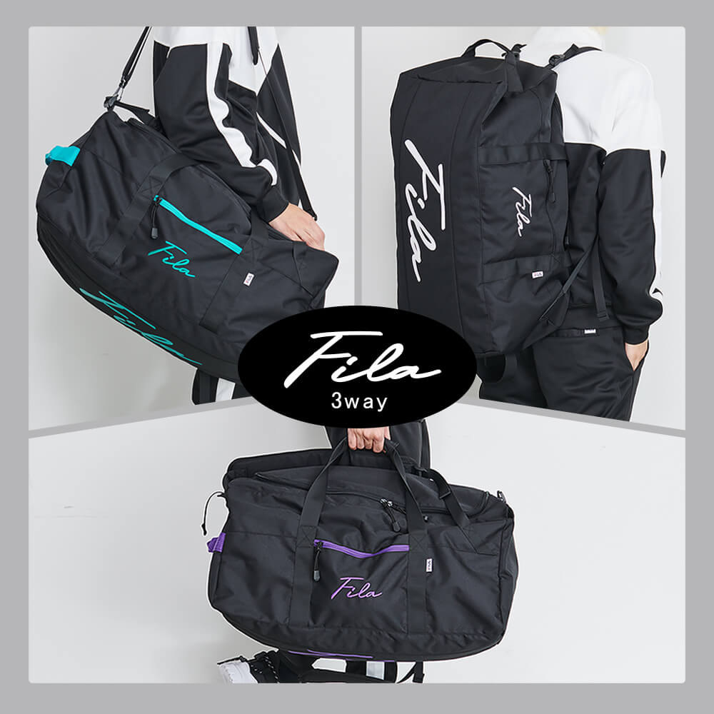 超激得sale Fila フィラ ボストンバッグ リュック 大容量 47l ショルダーバッグ 3way 修学旅行 バッグ メンズ レディース 旅行バッグ 林間学校 部活 ジム スポーツバッグ かわいい 男子 おしゃれ トラベルバッグ ブランド 軽量 合宿 小学生 高校生 中学生 黒 筆記体ロゴ