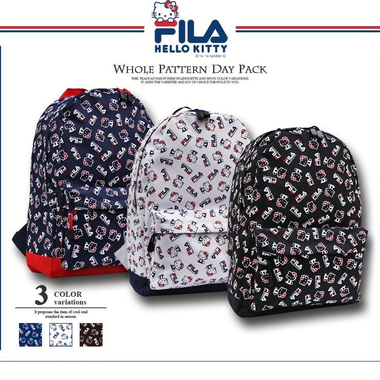 Fila フィラ リュック レディース 総柄 デイパック ハローキティ キティ キティちゃん ボックス型リュック サンリオグッズ サンリオ ブランドコラボ おしゃれ Hello Kitty 売れ筋がひクリスマスプレゼント