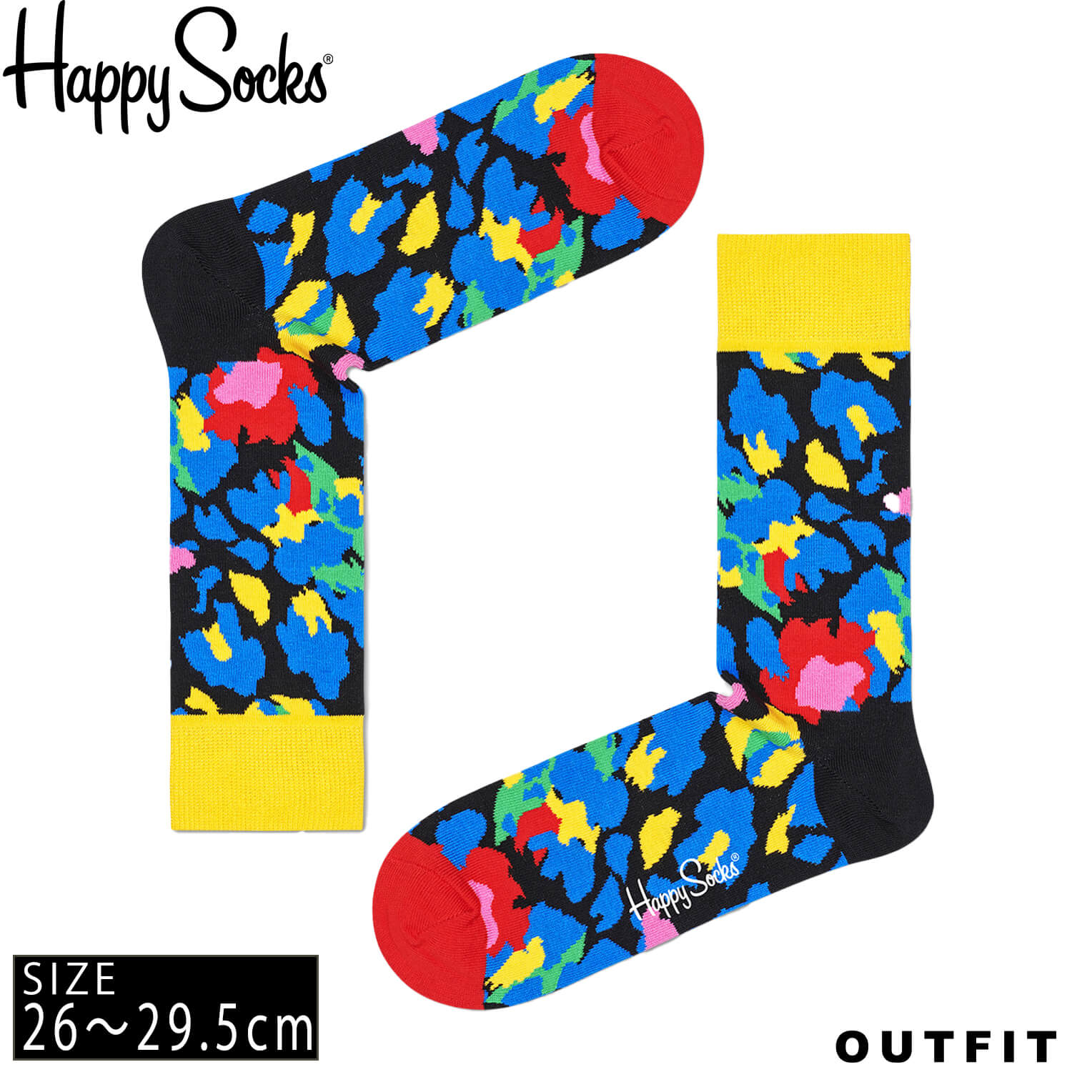 注目 Happysocks ハッピーソックス メンズ 靴下 クルー丈 クルーソックス 総柄 派手 カラフル ソックス ユニセックス 男性 紳士 綿混 かわいい おしゃれ ブランド ブランドロゴ 大きいサイズ パターン 配色切替 ブラック デイリー スポーツ プレゼント ギフト Outfit