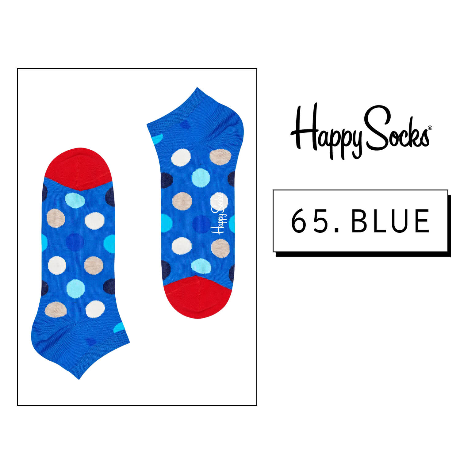 公式ショップ Happysocks ハッピーソックス レディース 靴下 アンクレット丈 スニーカーソックス 総柄 派手 カラフル ソックス ユニセックス 女性 綿混 かわいい おしゃれ ブランド ブランドロゴ 大きいサイズ 切替 ドット ブルー デイリー スポーツ プレゼント ギフト