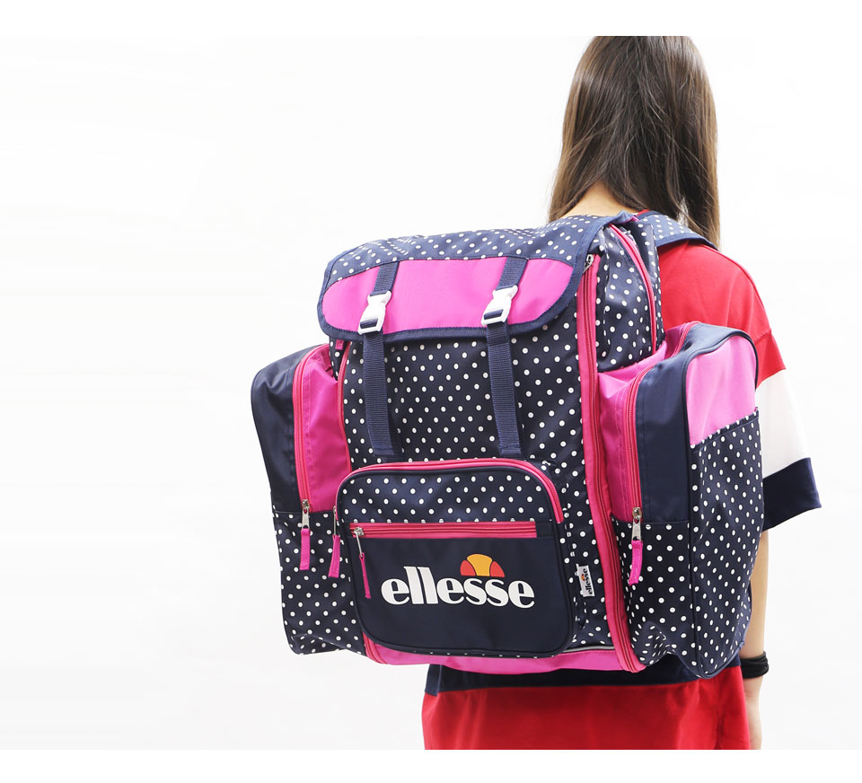 林間学校 リュック Ellesse エレッセ 大容量 51l 修学旅行 バッグ 女の子 女子 かわいい レディース おしゃれ 旅行バック サブリュック バックパック キャンプ 大型 黒 ブラック ネイビー 人気 おすすめ 拡張 大型 防災リュック スキー 合宿 ドット柄 水玉 ブランド Outfit