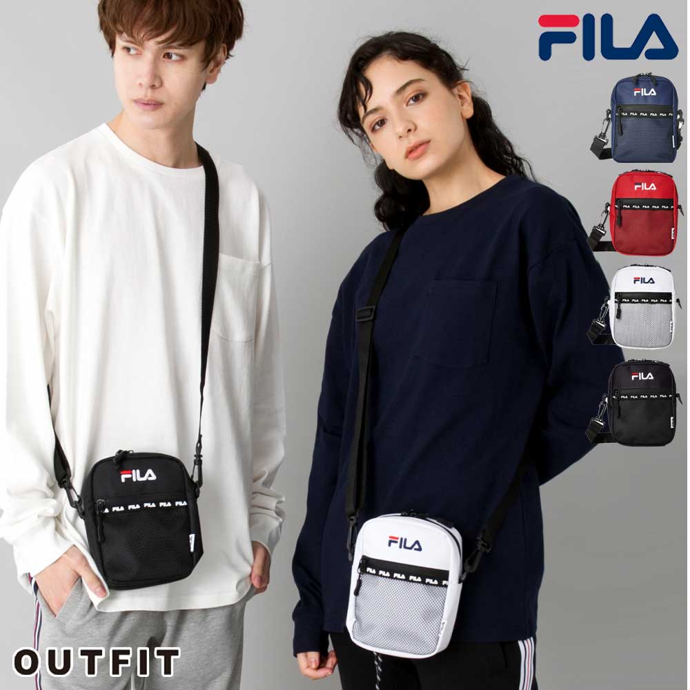 楽天市場 Fila フィラ ショルダーバッグ メンズ レディース メッシュ ロゴ 黒 白 赤 紺 バッグ ポーチ ショルダーバッグ サコッシュ 通学 旅行 斜めがけバッグ おしゃれ 人気 ブランド プレゼント Outfit ギフト バレンタイン スポーツファッション専門 Outfit