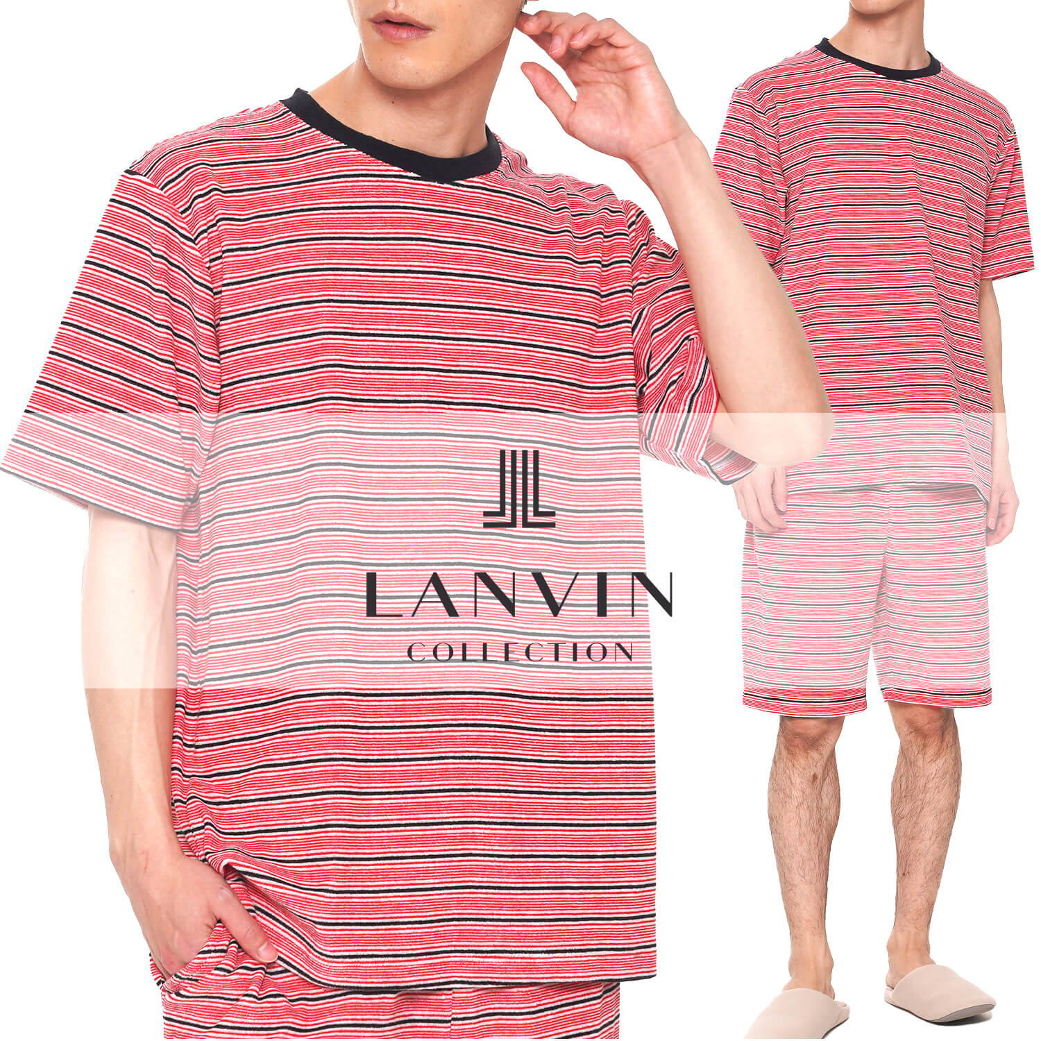 市場 10 Offセール トップス ボーダー 半袖 クルーネック コレクション セットアップ対応可 ルームウェア Lanvin Tシャツ ランバン Collection メンズ