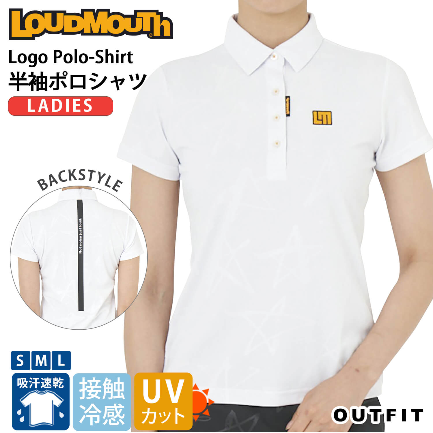 ラウドマウス ポロシャツ レディース ゴルフウェア 半袖 夏 夏物 Uvカット 接触冷感 ドライ 吸水 速乾 シャツ 無地 白 涼しい かわいい スポーツ ブランド トップス カジュアル おしゃれ ホワイト 鹿の子 エンボス プレゼント Loudmouth Karlas 特別送料無料