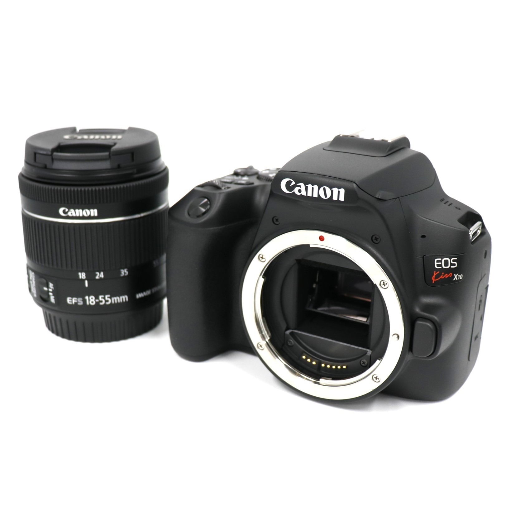 [中古]Canon EOS Kiss X10 EF-S18-55 IS STM 水晶体一揃いの道具 黒いこと eos-kiss-x10[人並み外れたに好いたらしい(A)]