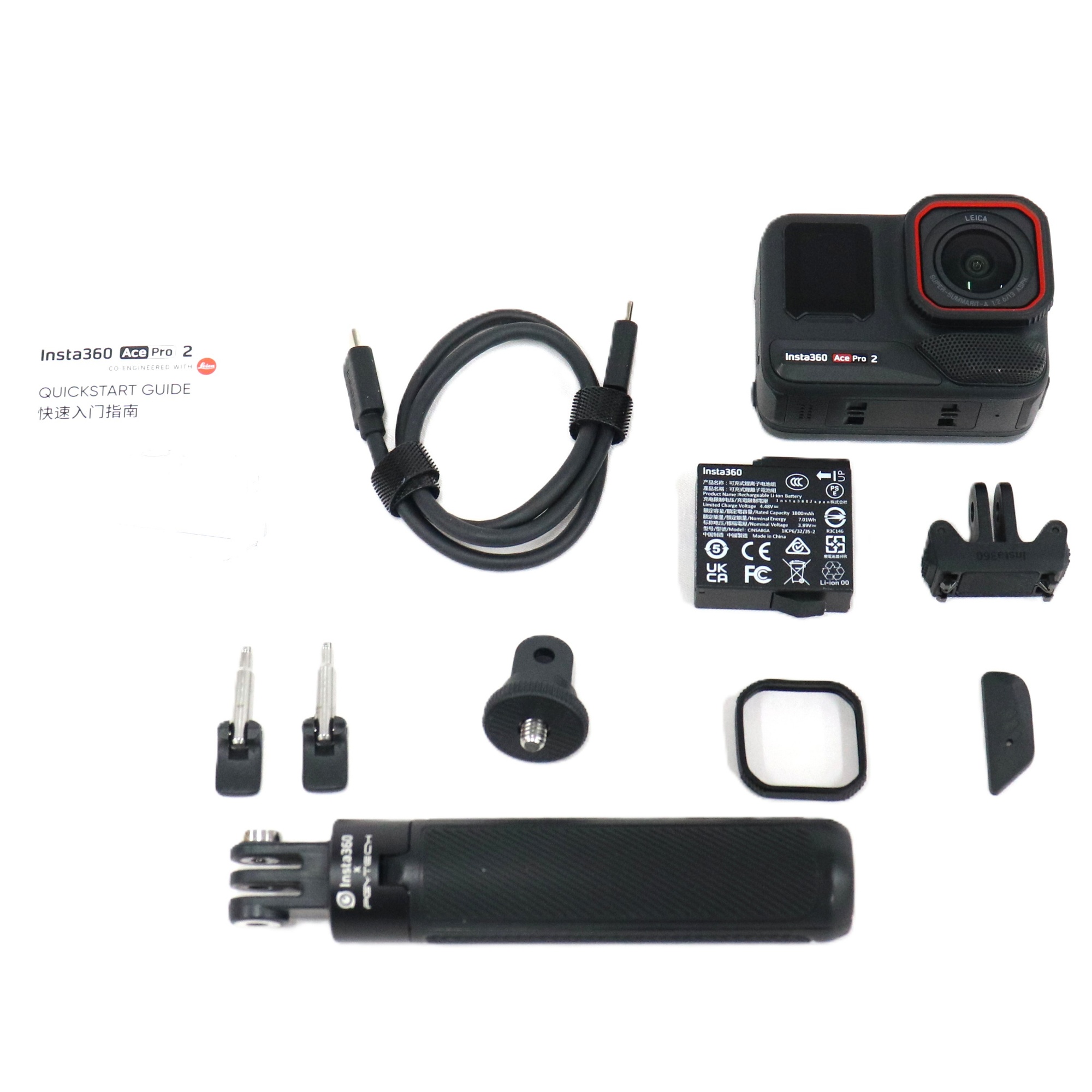 [中古] Insta360 Ace Pro 2 動き写真器 ミニ見えない自撮り棒＋三脚架仕かける insta360-ace-pro2-bk 十二時黒いこと  [好いたらしい(B)]