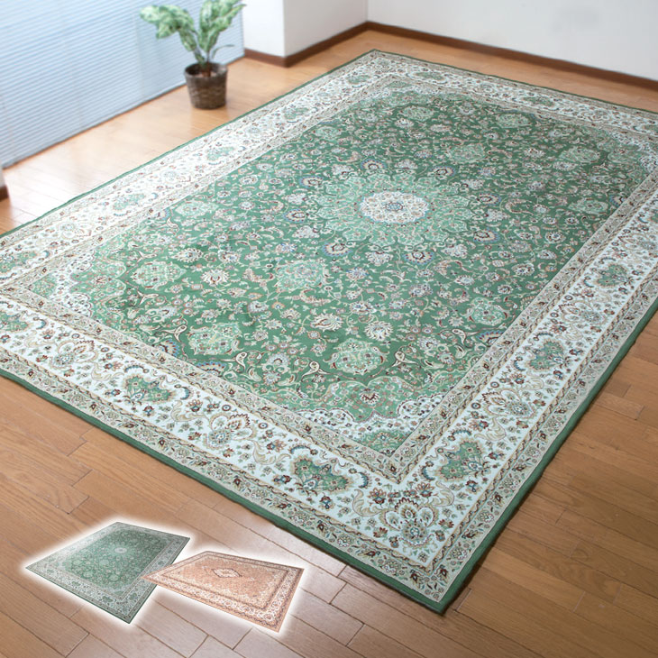 カーペット 長方形 140×200cm 撥水加工 ホットカーペット対応 絨毯 ラグカーペット ラグ ラグマット 敷物 ペルシャ風 ペルシャ絨毯風 オリエンタル ペルシャラグ風 高級感 リビング 裏面滑りにくい加工