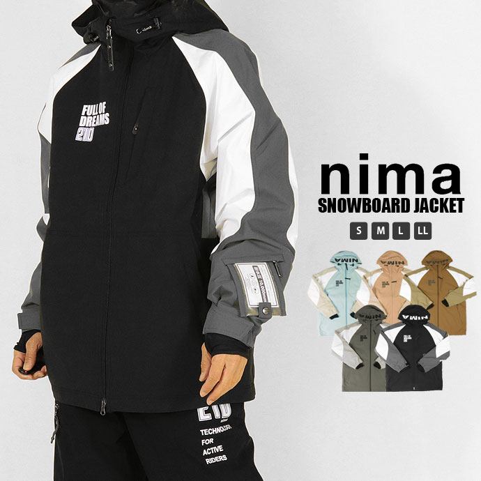 【単品】耐水圧10,000mm スノーボードジャケット ニーマ NB1104 nima ユニセックス ボードジャケット ウェア トップス 上着 ジャケット フード パスケース