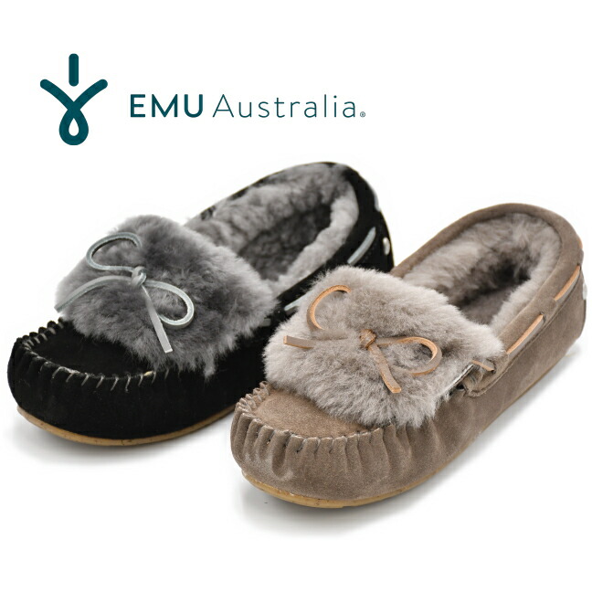 EMU Australia エミュ エミュー モカシン シープスキン AMITY CUFF アミティーカフ 日本制限事項 W11200 羊肉 スエードモカシン 毛皮 ボア 坦々たるシューズ レディース 靴【馬鹿でかい大いさ】