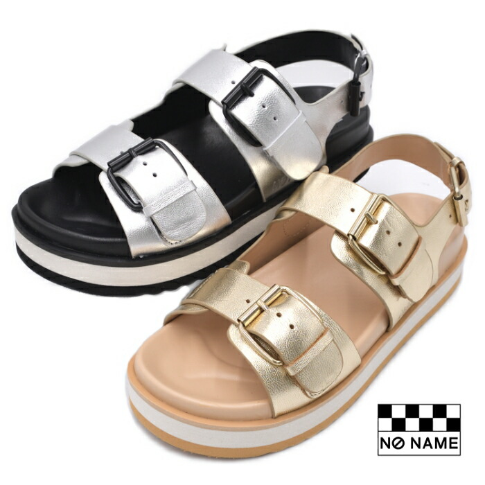 ノーネーム 厚底 サンダル セール SUN-31948 L.GOLD SILVER スポーツサンダル スポサン 軽量 レザー 本革 レディース NO NAME