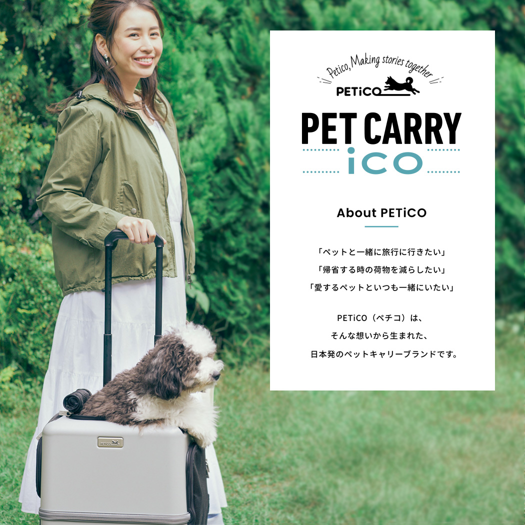 中型犬用 ペットキャリー スーツケースタイプ PETICO (ペチコ）Lサイズ グレー