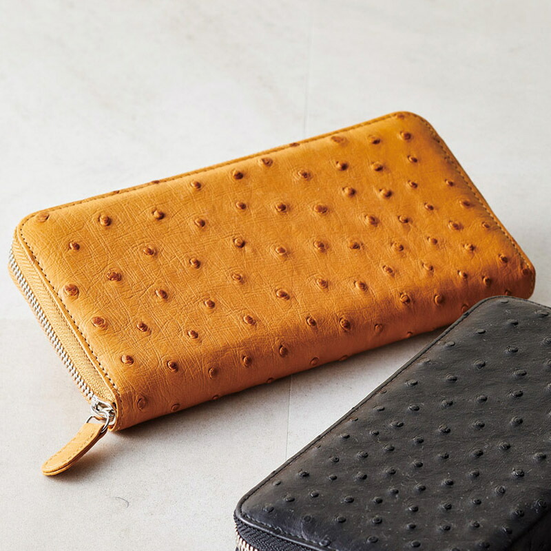 【新品/取寄品】【特選商品2】オストリッチラウンドファスナー長財布 イエロー S-NO153106YE| Outlet Plaza