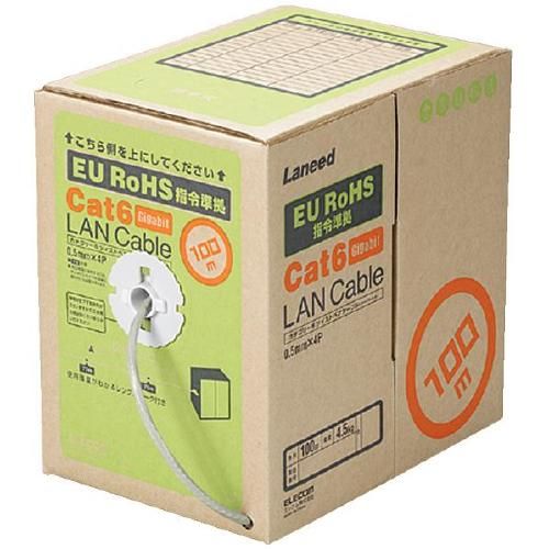 【新品/取寄品/代引不可】EU RoHS指令準拠 CAT6対応 LANケーブル 100m/リール巻(ライトグレー) LD-CT6/LG100/RS 14,893円