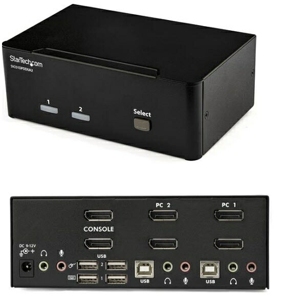 【新品/取寄品/代引不可】2界面DisplayPortデュアル管する相応うKVM取り替えっこ 4K/60サイクル相応う 3.5粍オーディオ(金棒引き\u0026マイクロホン)相応う 2界面USBこしき SV231DPDDUA2