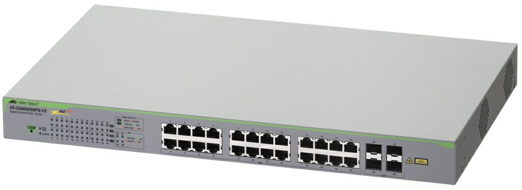 【新品/取寄品/代引不可】AT-GS950/28PS V2-Z7[10/100/1000BASE-Tx24(PoE-OUT)、SFPスロットx4(デリバリースタンダード保守7年付)] 4629RZ7