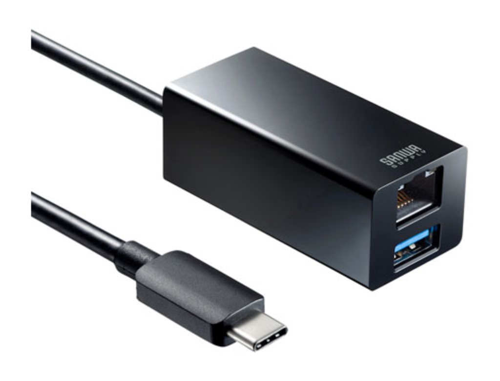 【新品/取寄品/代引不可】USB Type-Cハブ付き ギガビットLANアダプタ USB-3TCH33BK