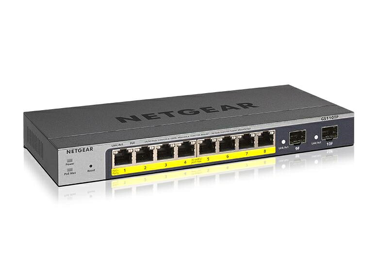 【新品/取寄品】GS110TP ギガビット10ポート スマートスイッチ(PoE+ 8ポート + SFP 2スロット)Insight対応 GS110TP-300AJS