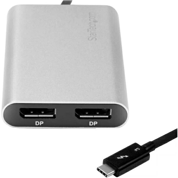 【新品/取寄品/代引不可】Thunderbolt 3 - 2界面DisplayPort取り替えっこアダプター 4K/60サイクル Mac と Windows に相応う USB Type-C(牡) - 2x DP/見せびらかす界面(刃針) 結核症32DP2T