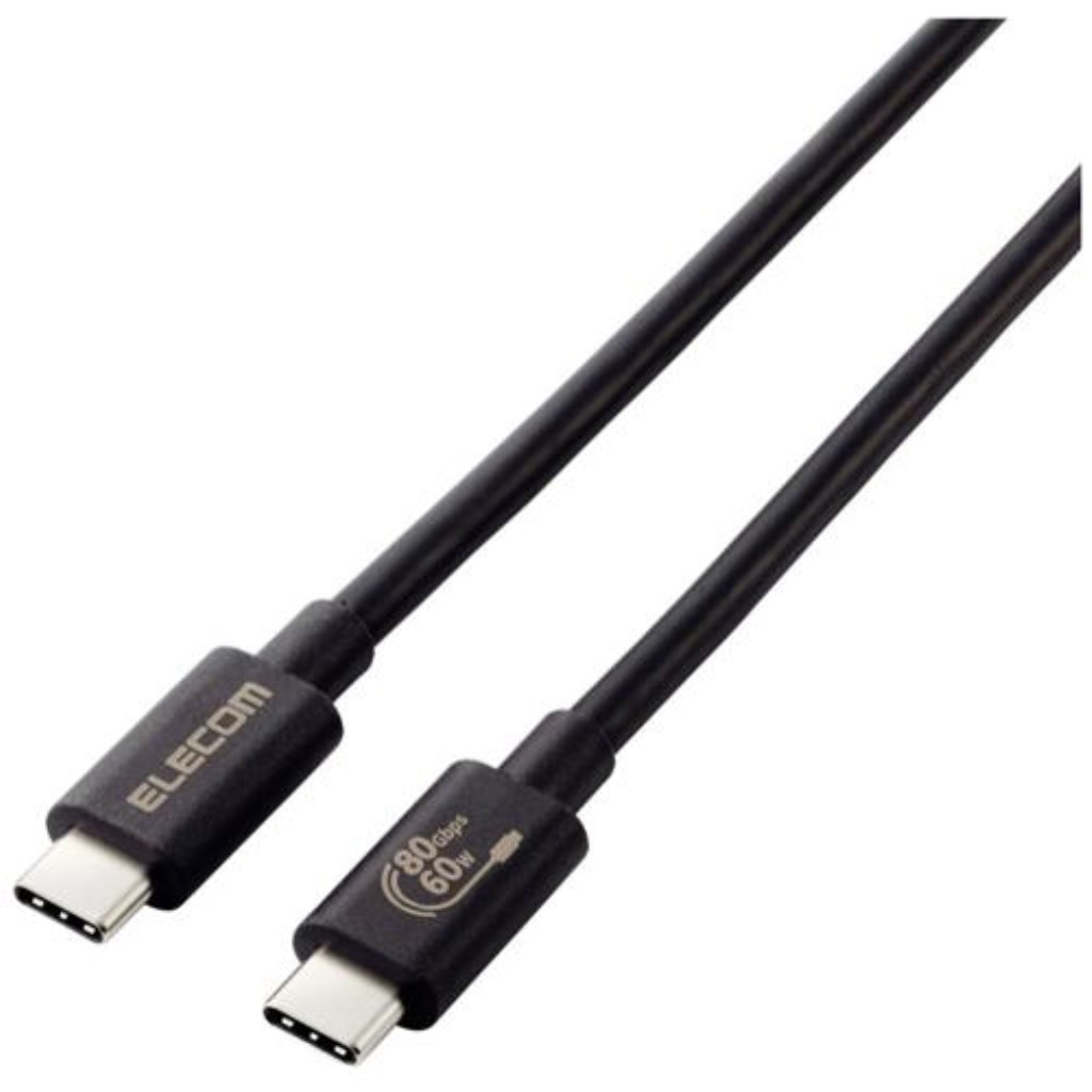 【新品/取寄品/代引不可】USB4ケーブル/C-Cタイプ/認証品/USB Power Delivery対応/60W/80Gbps/1.0m/ブラック USB4-V2CC10NBK
